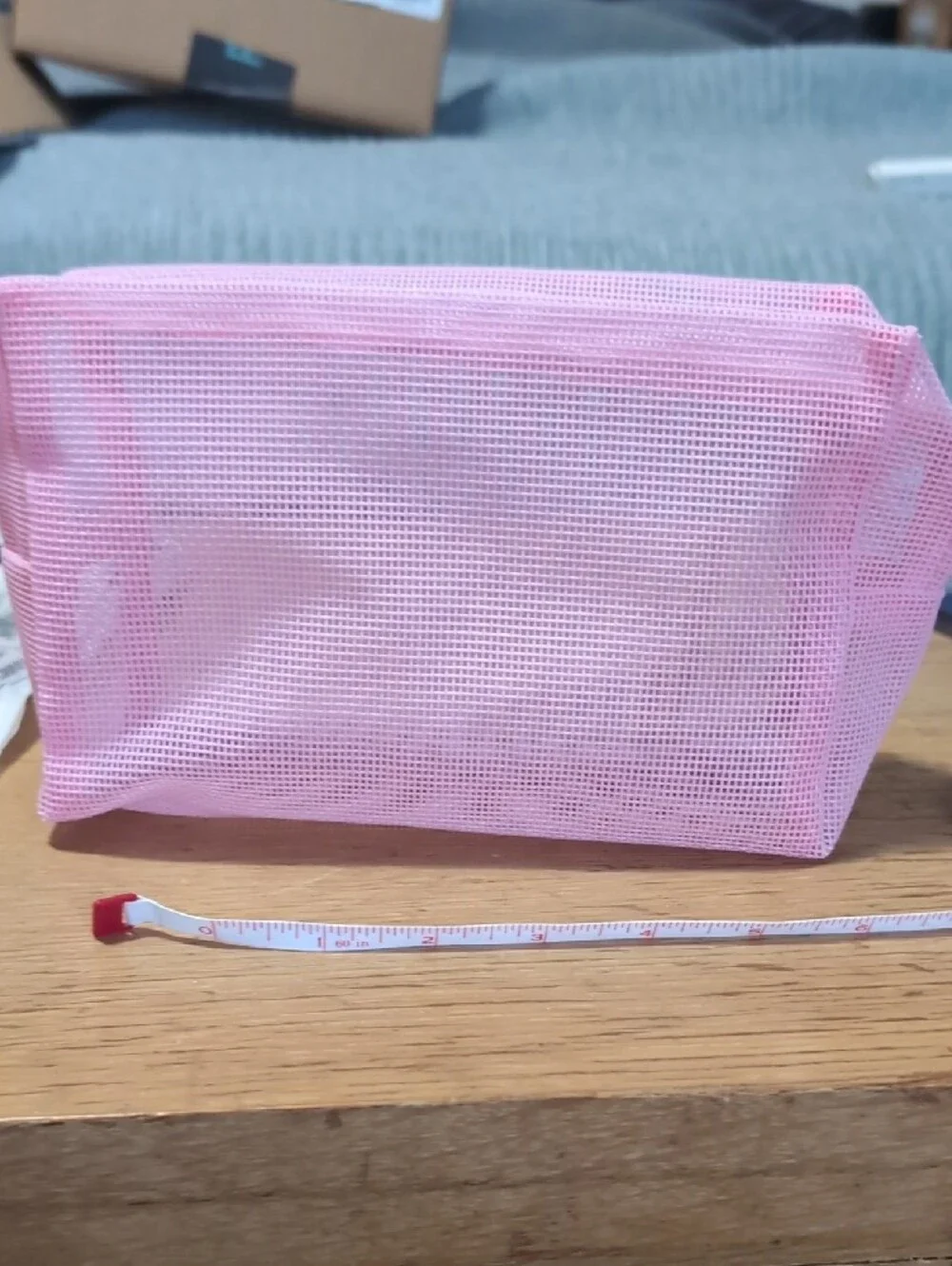 Pink Mesh Cosmetic Makeup Bag